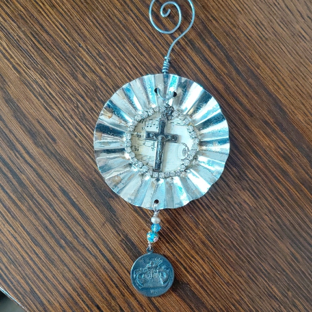 Catholic Ornament Vintage Pope Medal Christmas